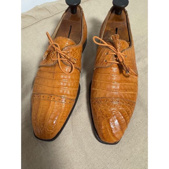 David Eden Shoes Mens Size 9.5 Made in Italy Alligator Crocodile Oxford Cap Toe main image 7